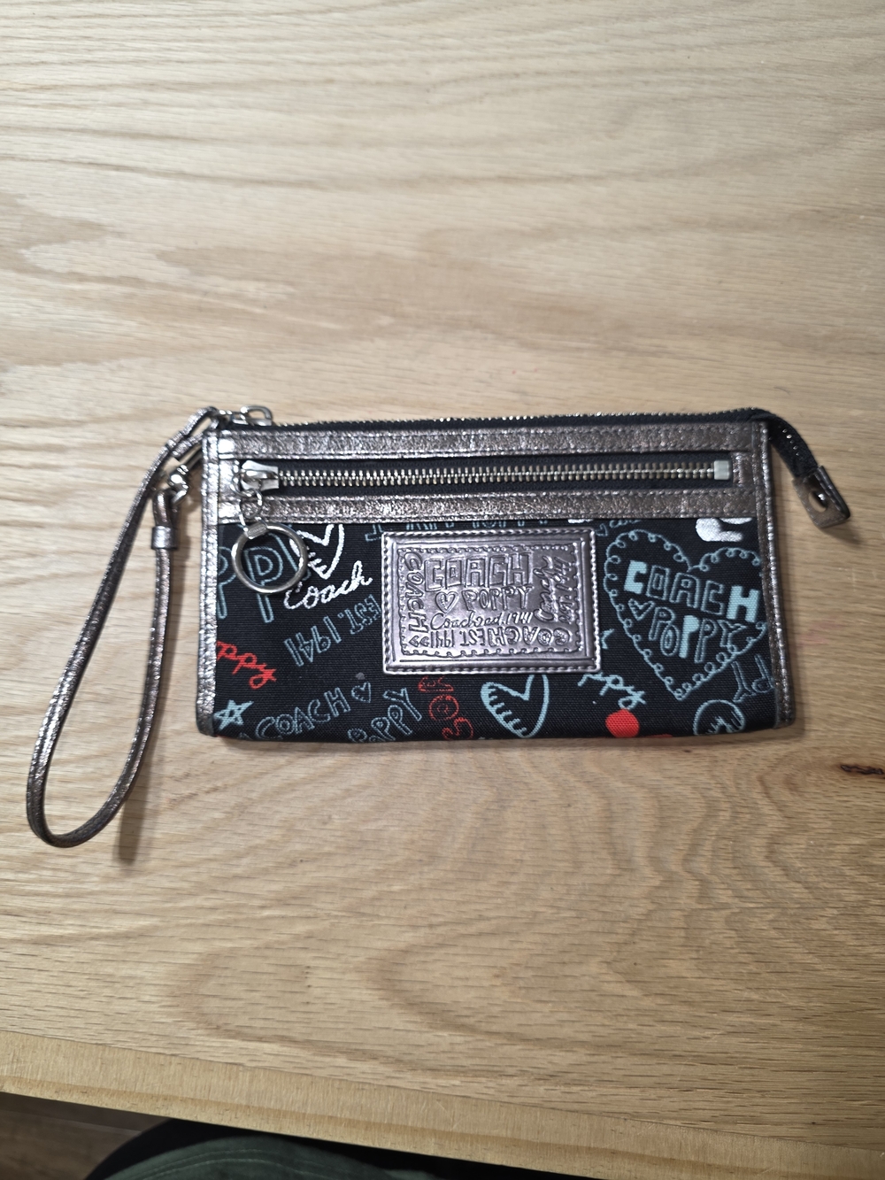Coach Poppy Wristlet with Graffiti Heart Print